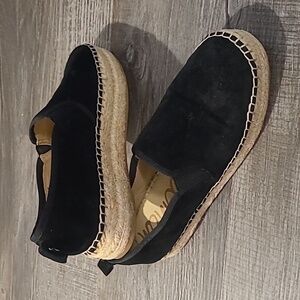 GUC Sam Edelman Carrin Espadrille Straw Black Suede Slip-ons Women's Sz 8.5M